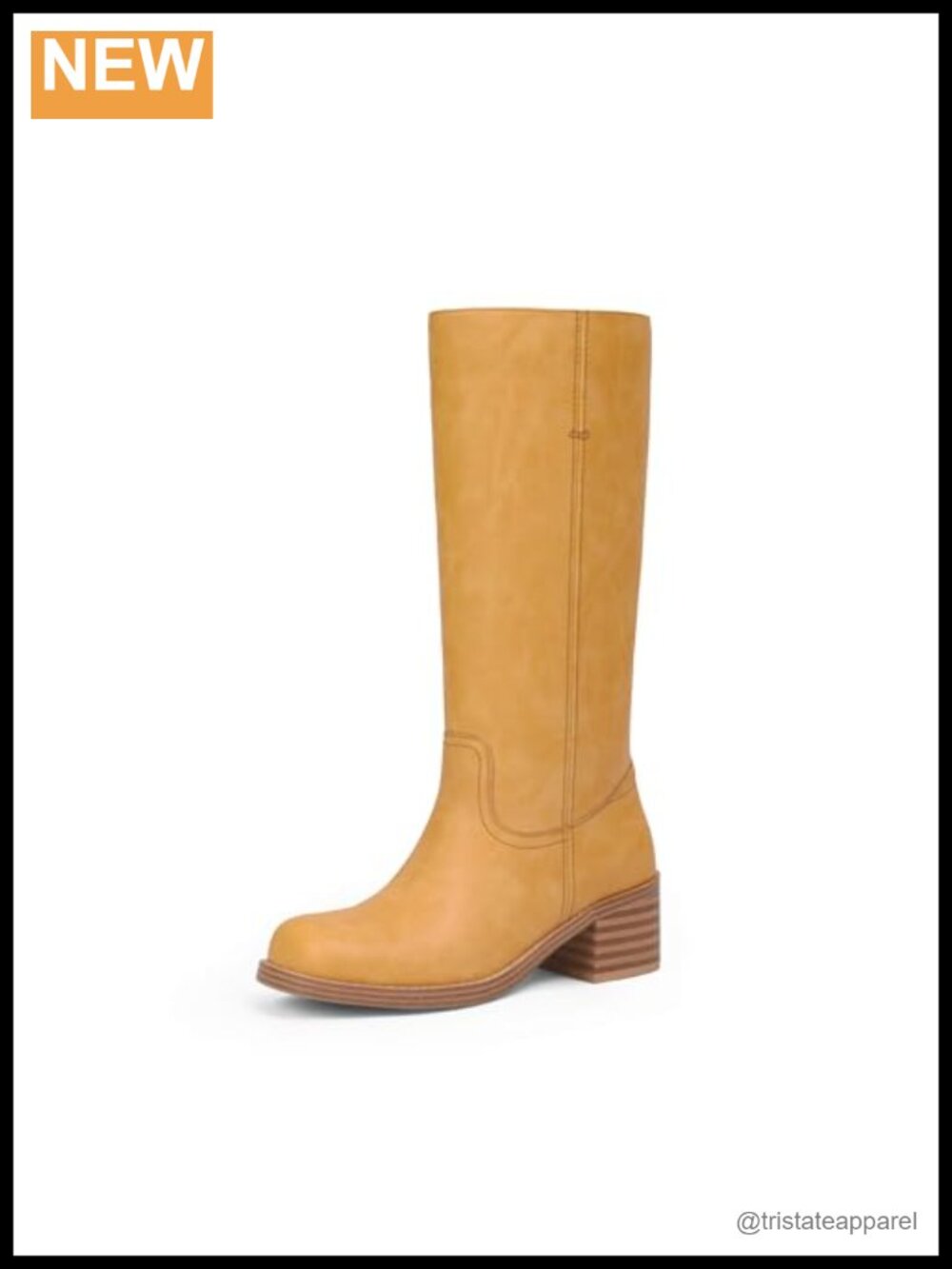 Faux Leather Mid Calf Square Toe Block Heel Booties Women Comfortable